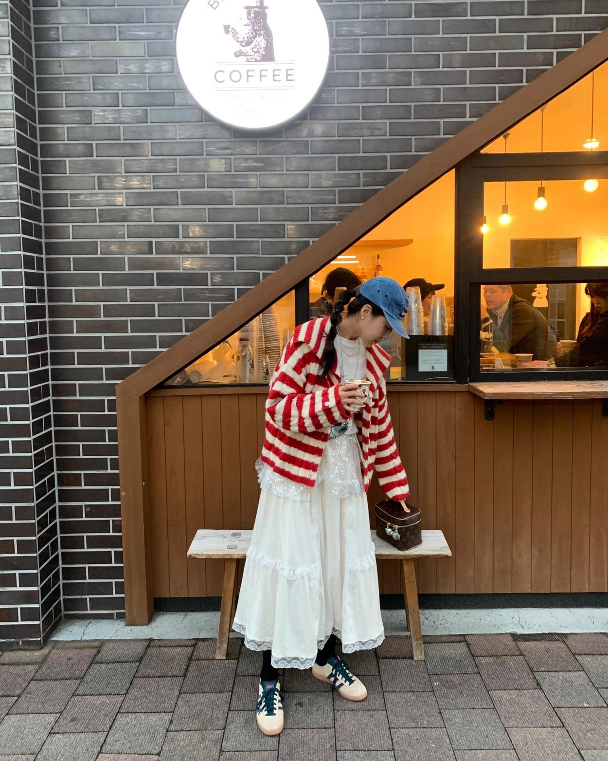 Suede Patchwork Lace Trim Skirt