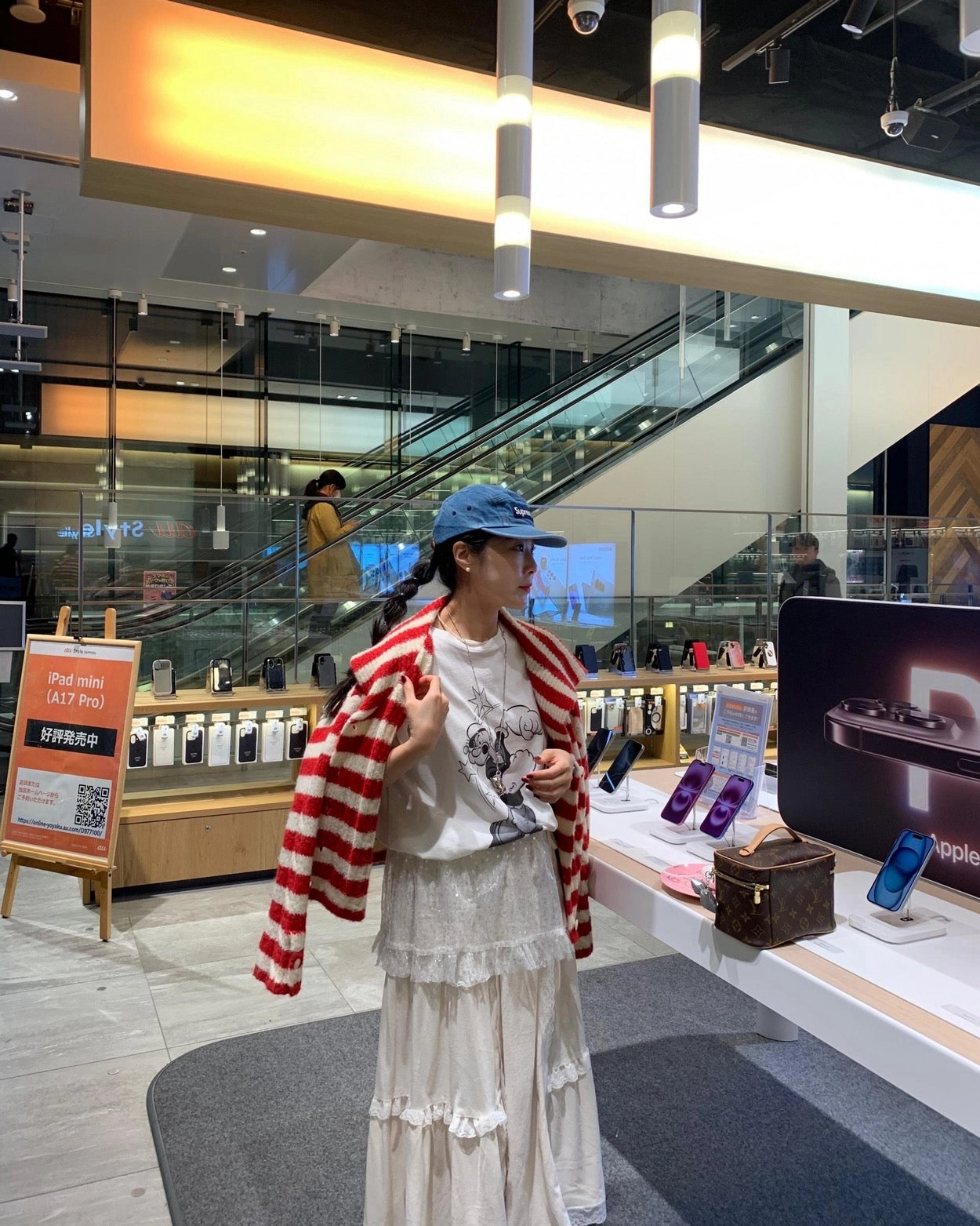 Suede Patchwork Lace Trim Skirt