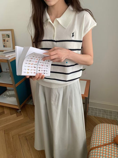 極簡復古翻領針織top