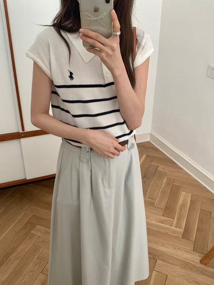 極簡復古翻領針織top