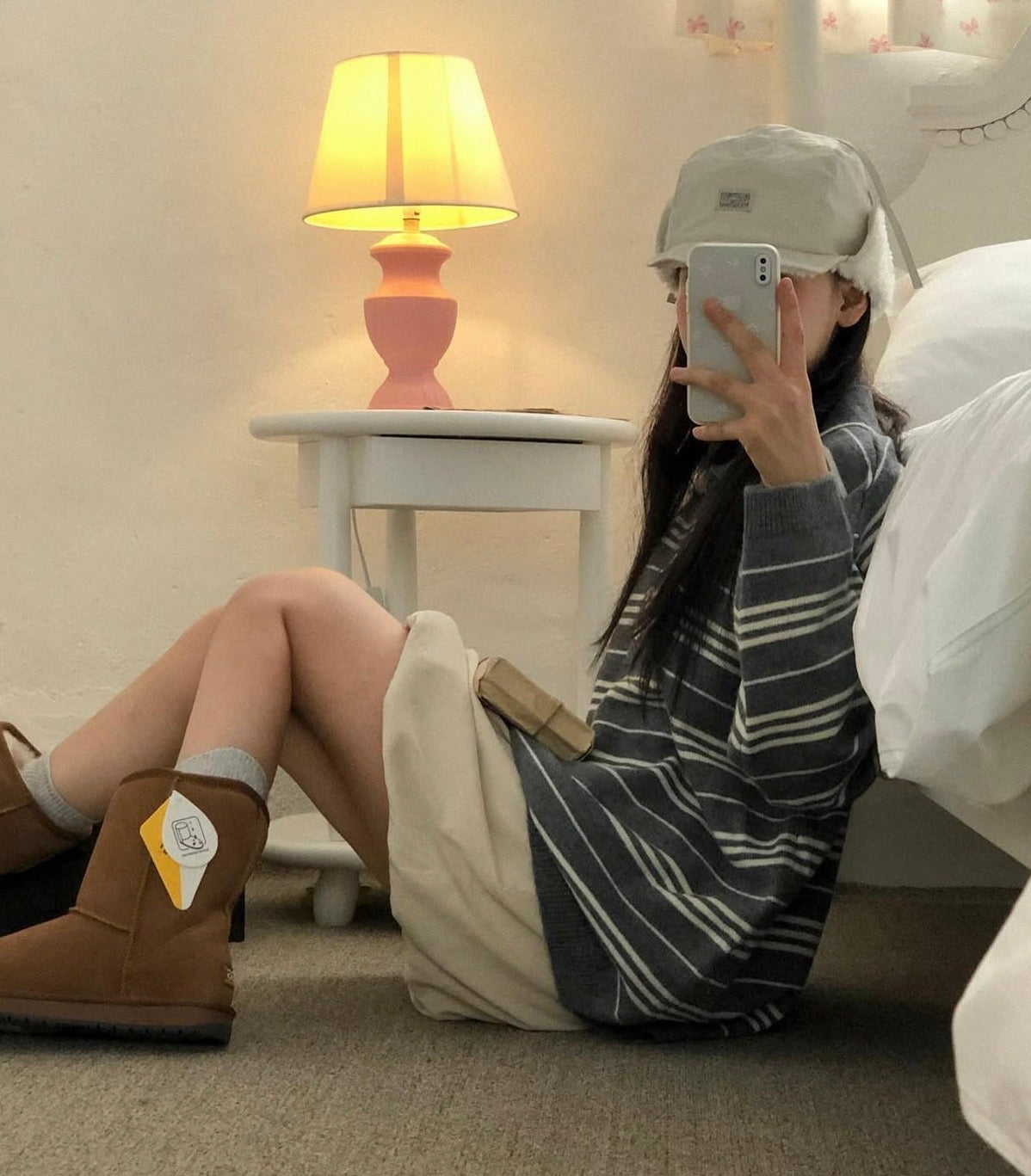 翻領慵懶條紋寬鬆針織