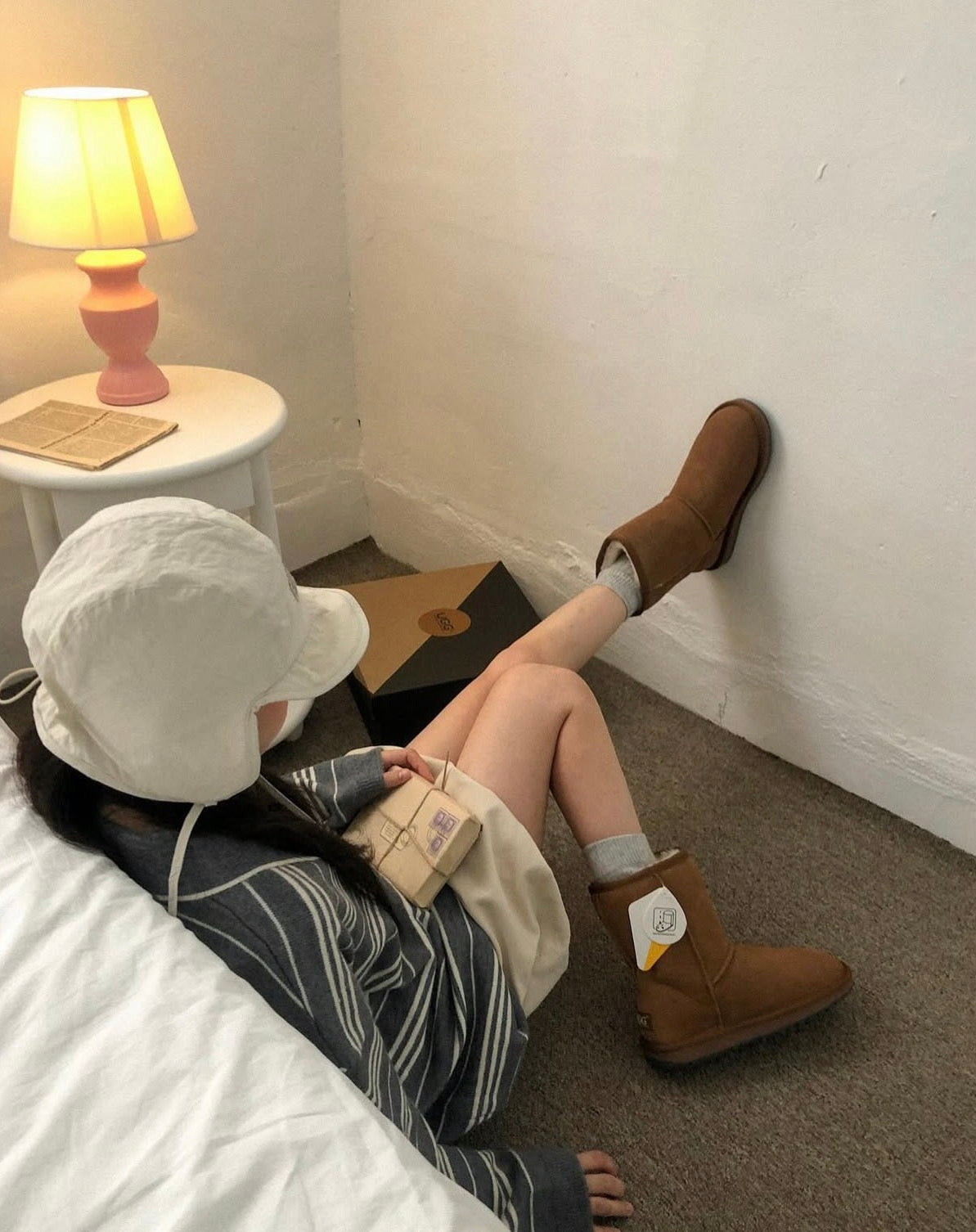 翻領慵懶條紋寬鬆針織