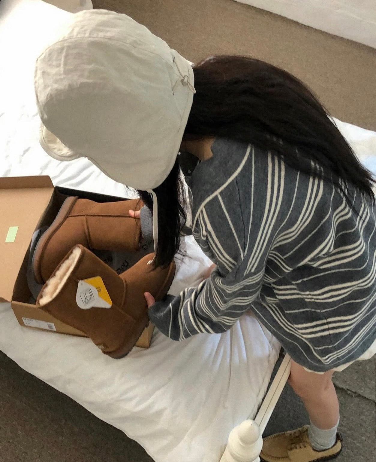 翻領慵懶條紋寬鬆針織