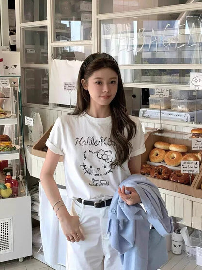 卡通貓咪印花T恤