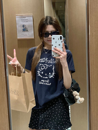 卡通貓咪印花T恤