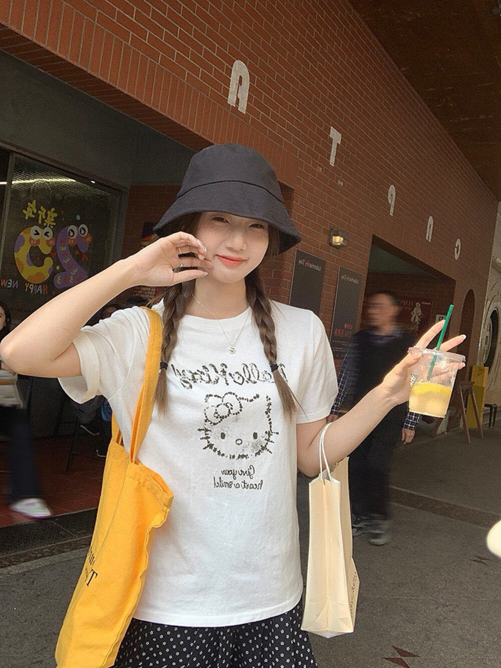 卡通貓咪印花T恤