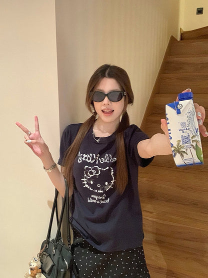 卡通貓咪印花T恤