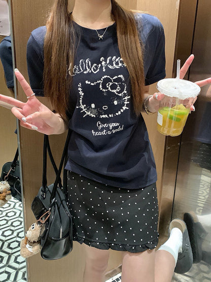 卡通貓咪印花T恤