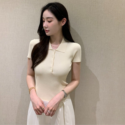 翻領百搭針織Top