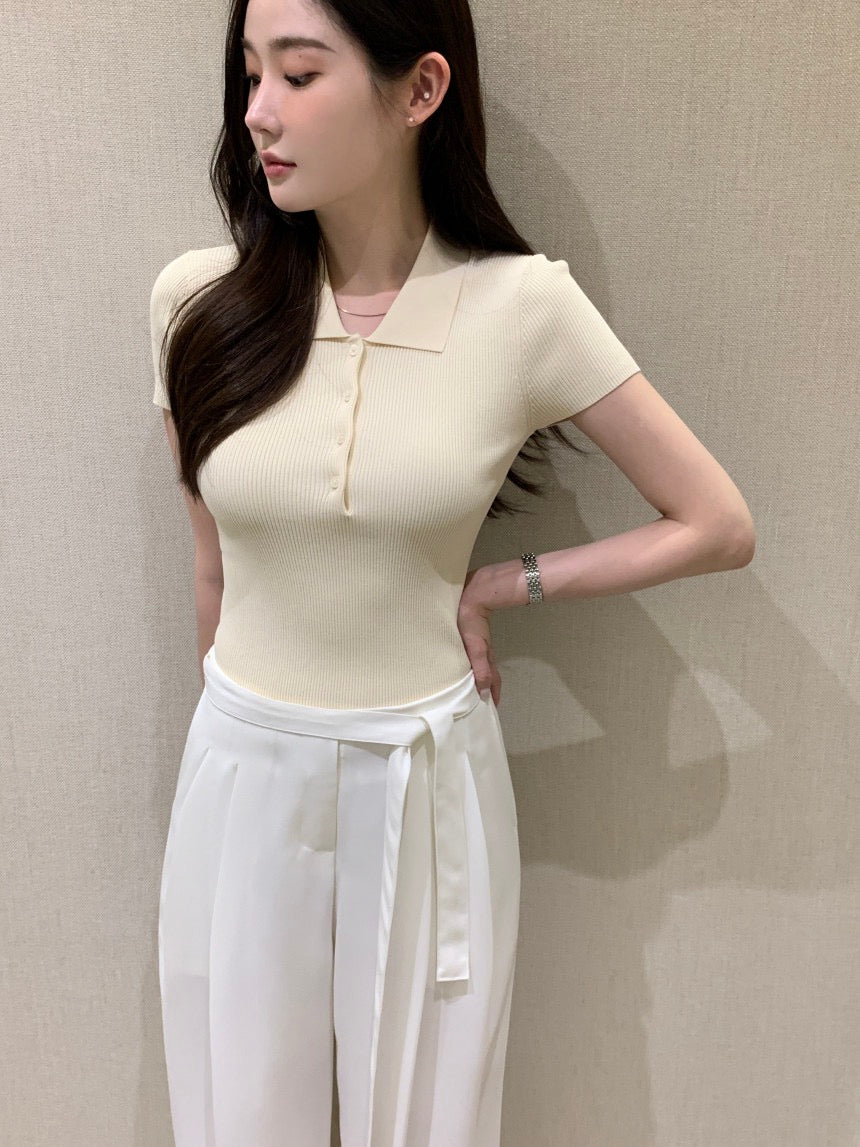翻領百搭針織Top