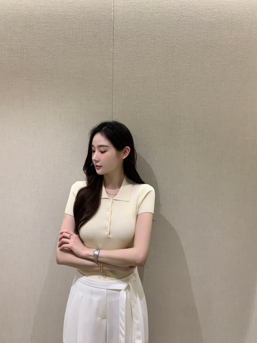 翻領百搭針織Top