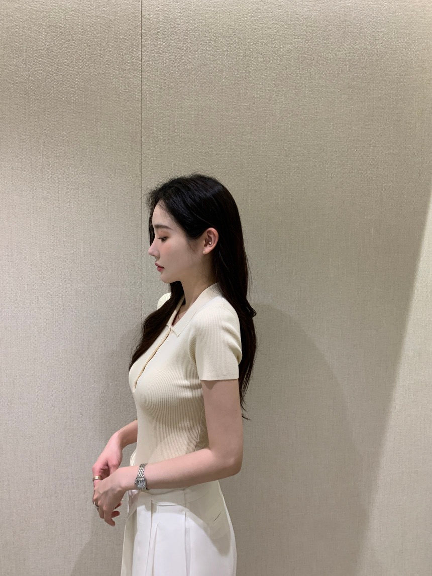 翻領百搭針織Top