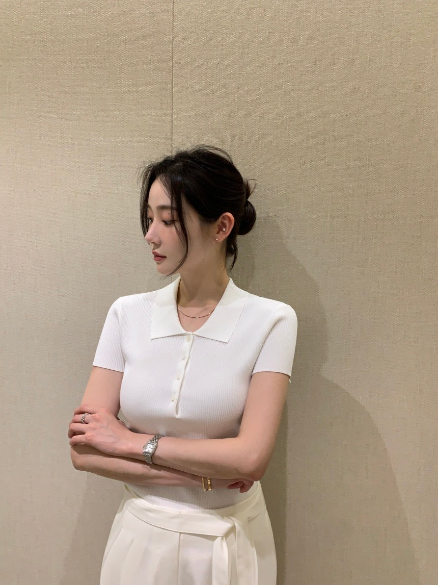 翻領百搭針織Top