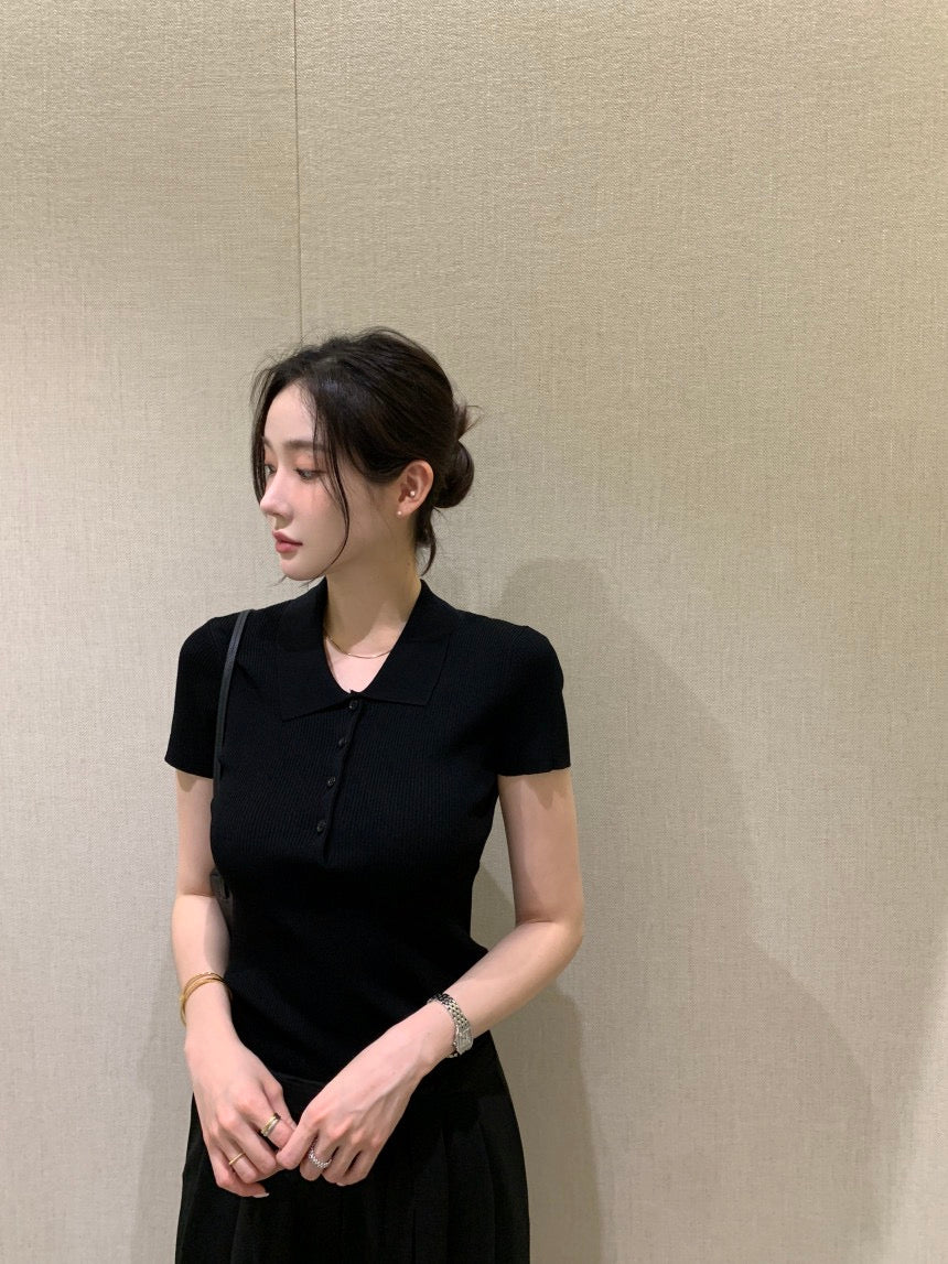 翻領百搭針織Top