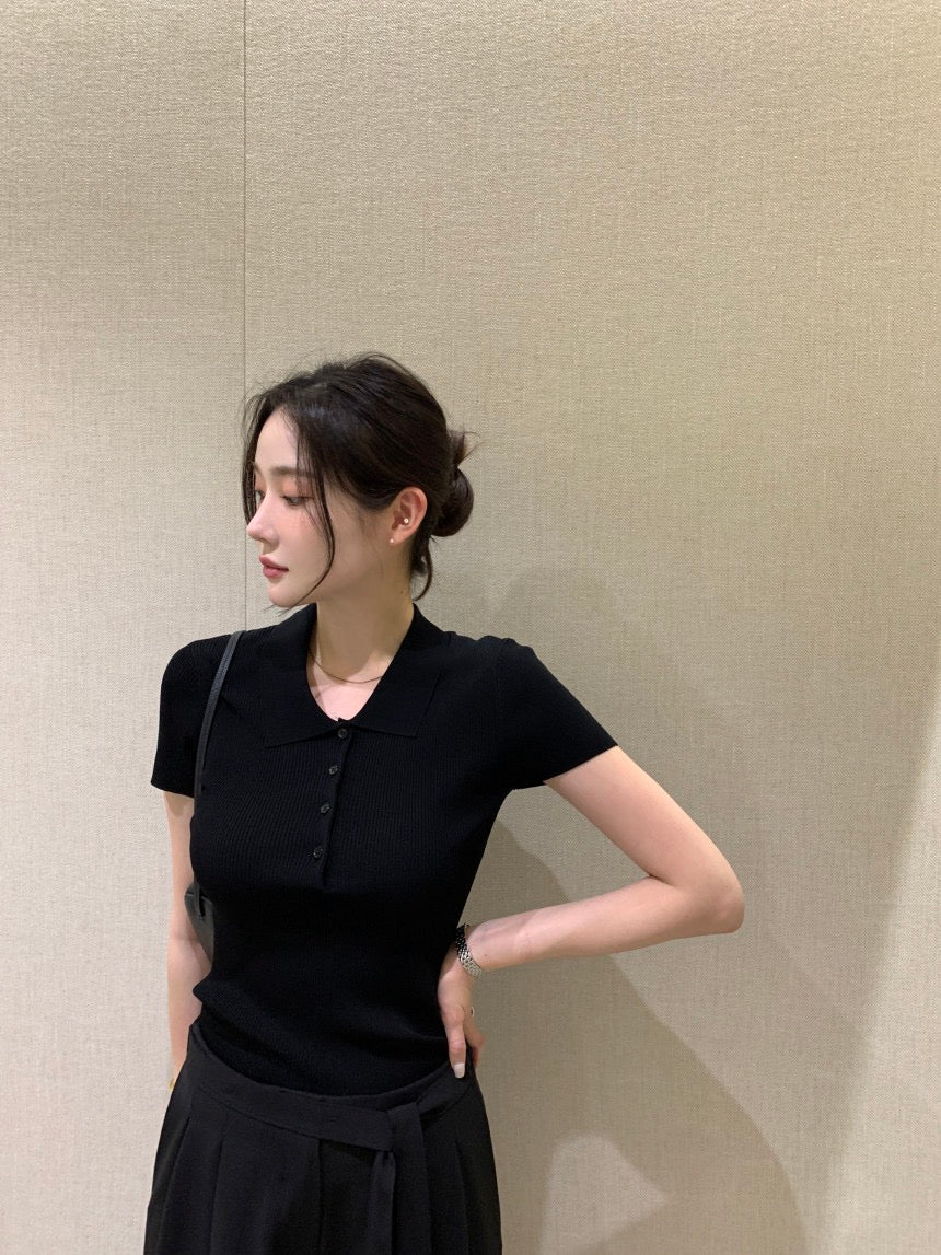 翻領百搭針織Top