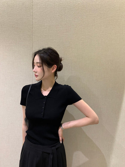 翻領百搭針織Top