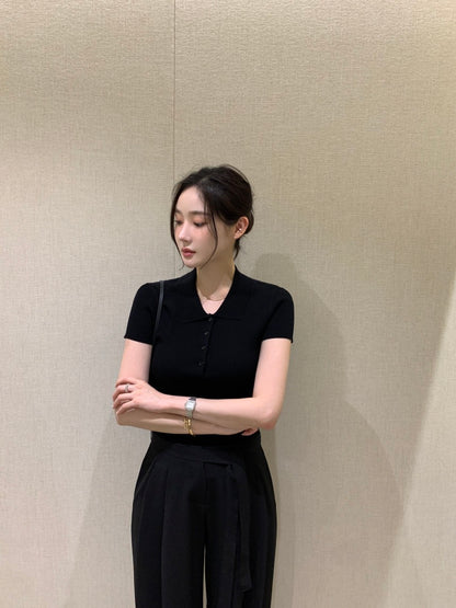 翻領百搭針織Top