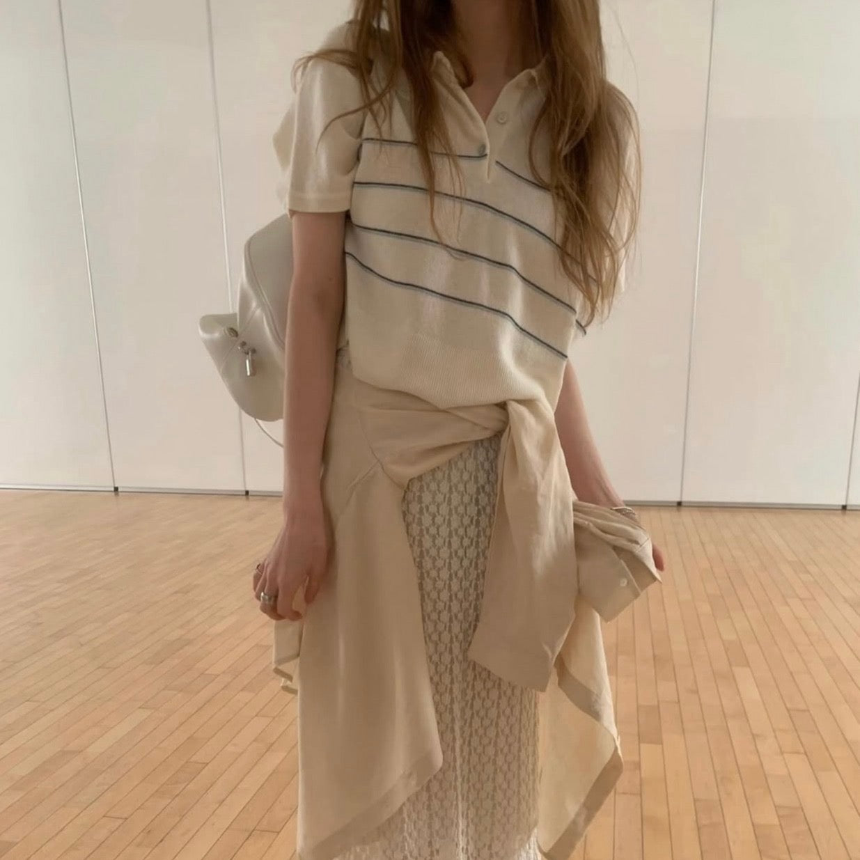 Collared Striped Lightweight Knit Top