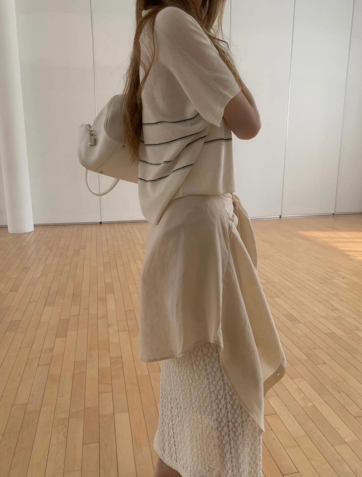 Collared Striped Lightweight Knit Top