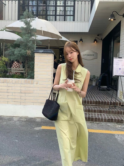 Sleeveless Dress with Large Pockets