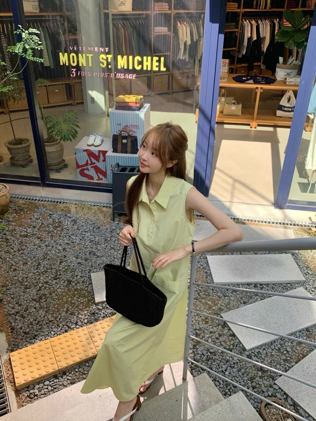 Sleeveless Dress with Large Pockets