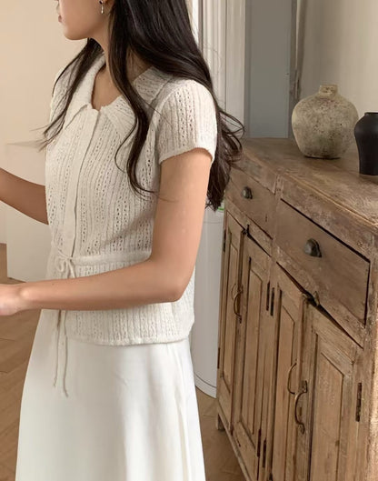 冰絲鏤空系帶top