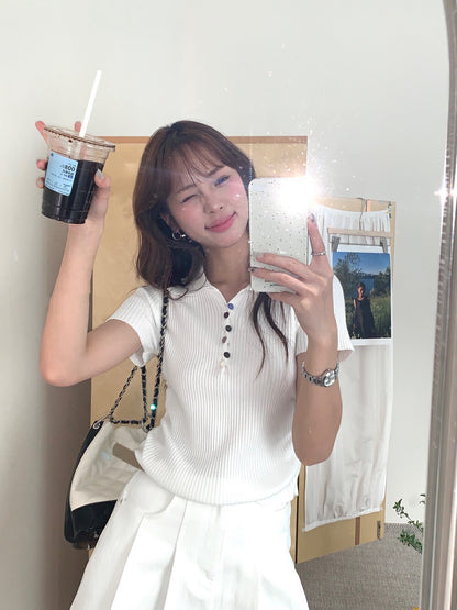 Colorful Knitted Top with Buttons