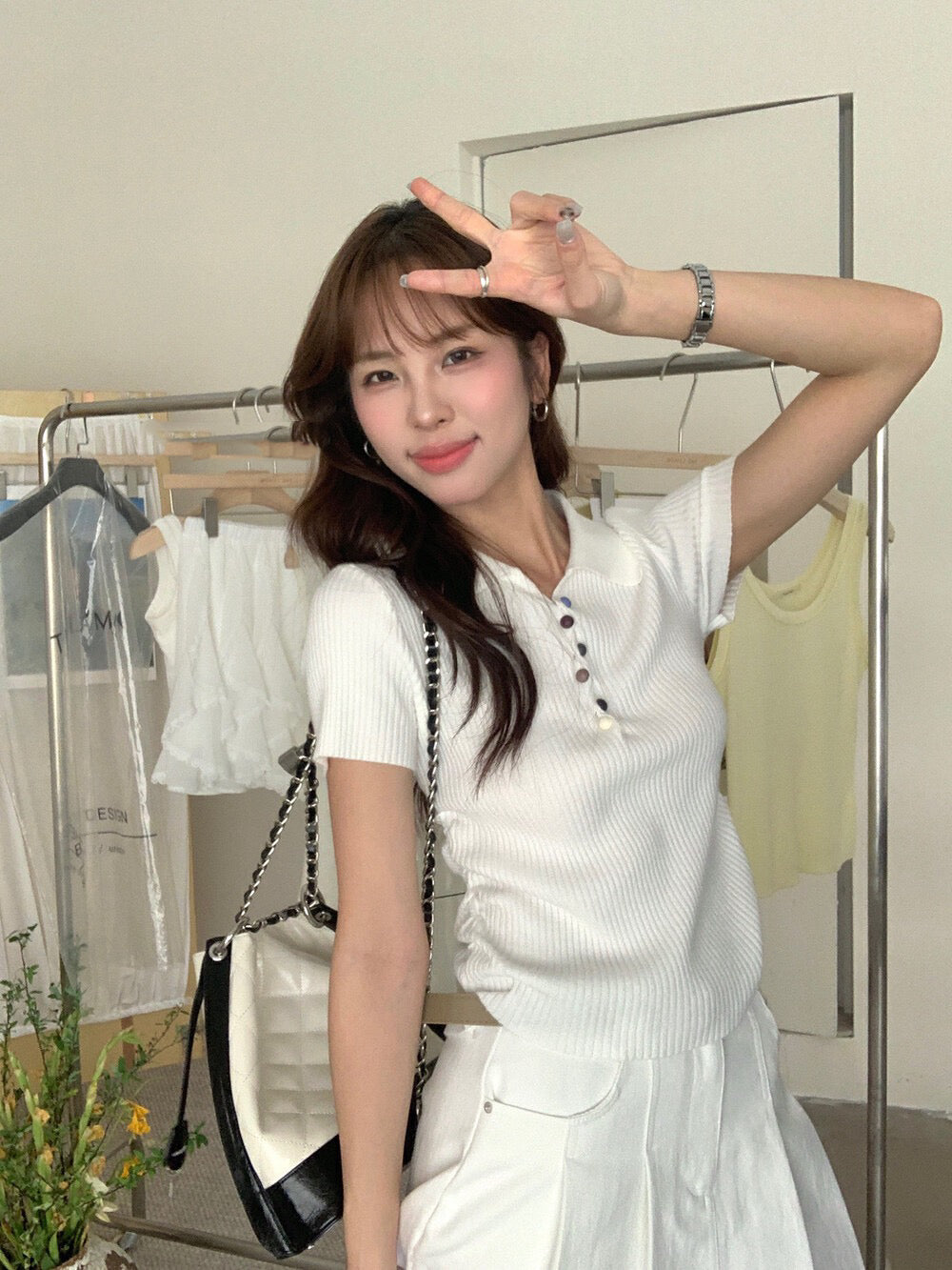 Colorful Knitted Top with Buttons