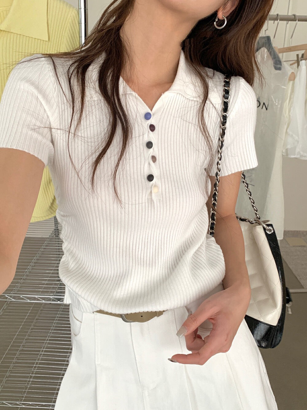 Colorful Knitted Top with Buttons