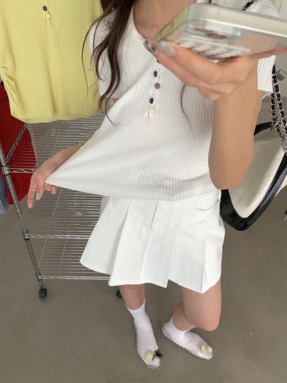 Colorful Knitted Top with Buttons