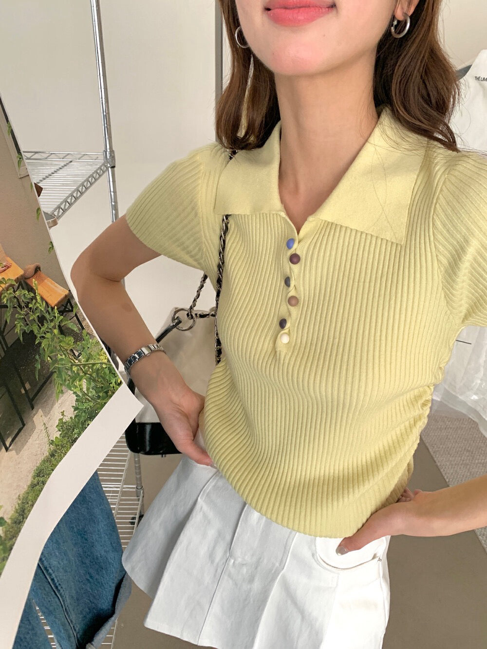 Colorful Knitted Top with Buttons