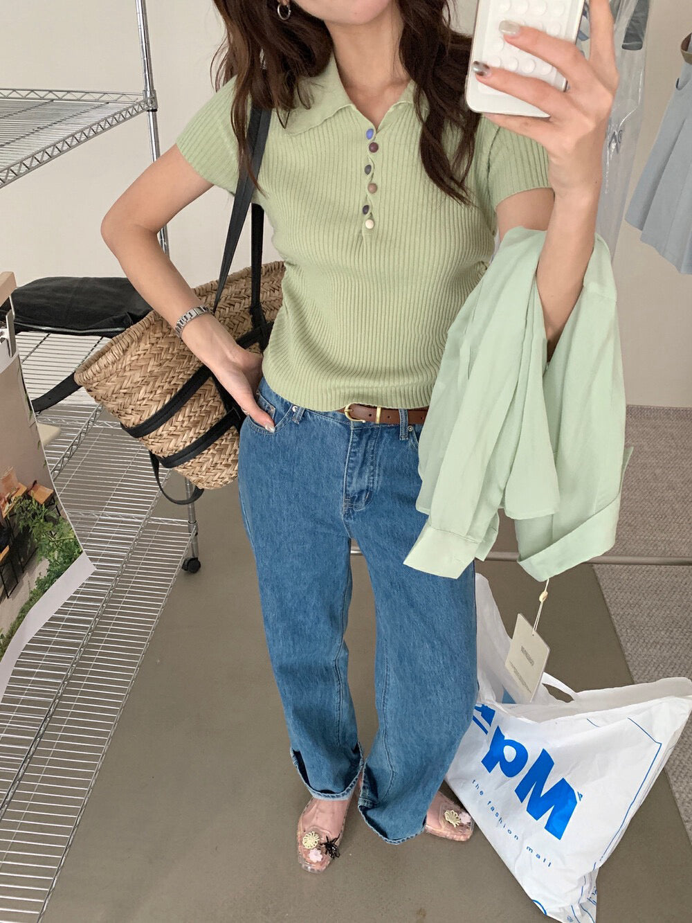 Colorful Knitted Top with Buttons