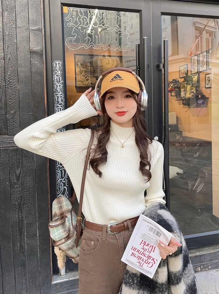 半高領設計感針織top