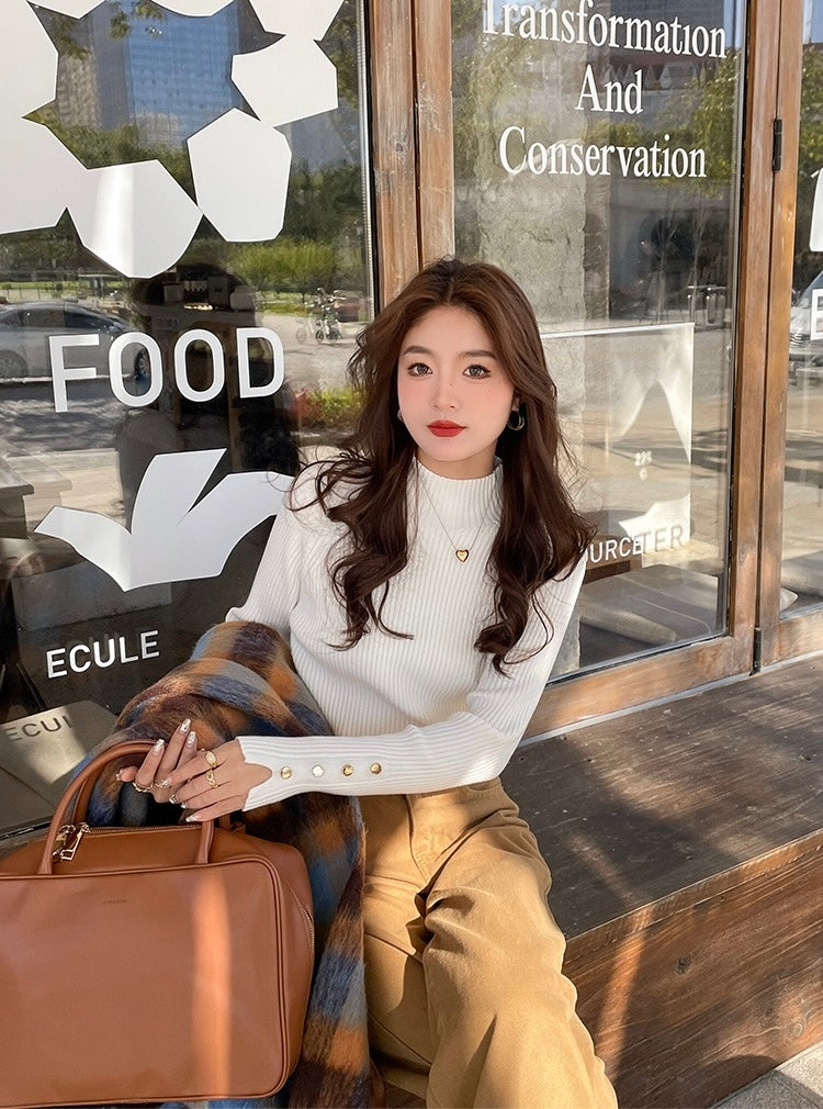 半高領設計感針織top