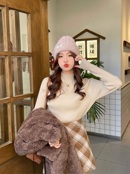 半高領設計感針織top