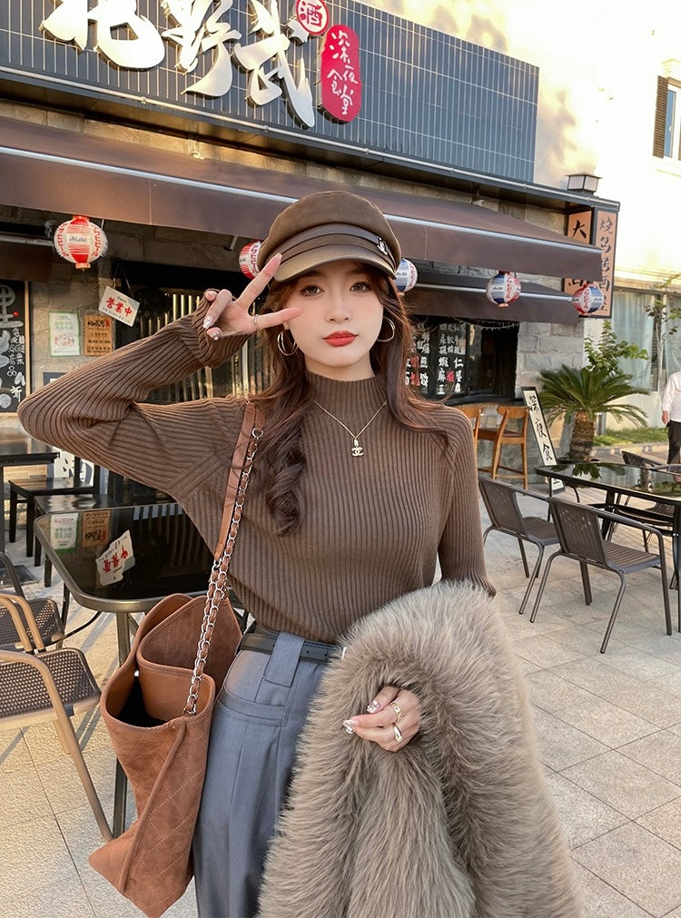 半高領設計感針織top