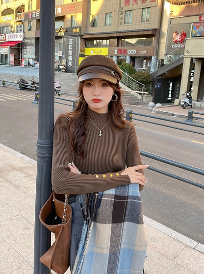 半高領設計感針織top