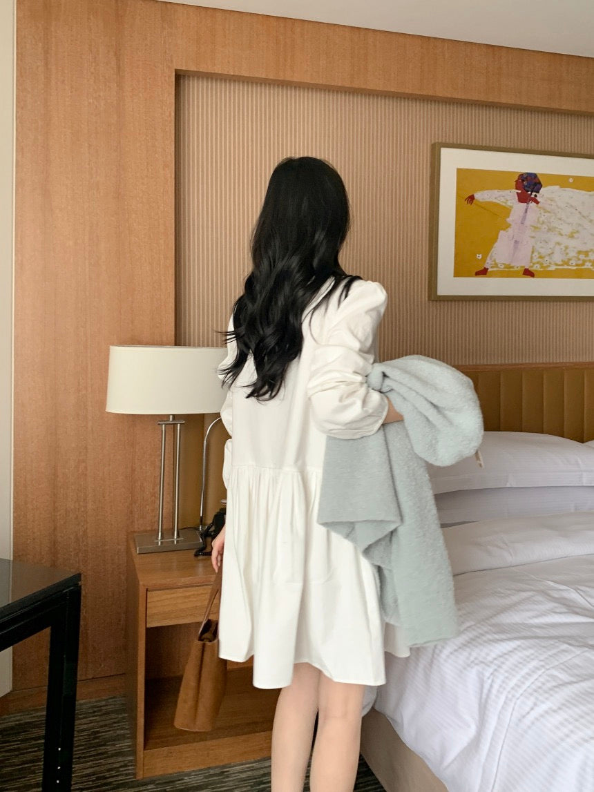 系帶打褶連身裙