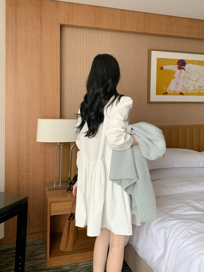 系帶打褶連身裙