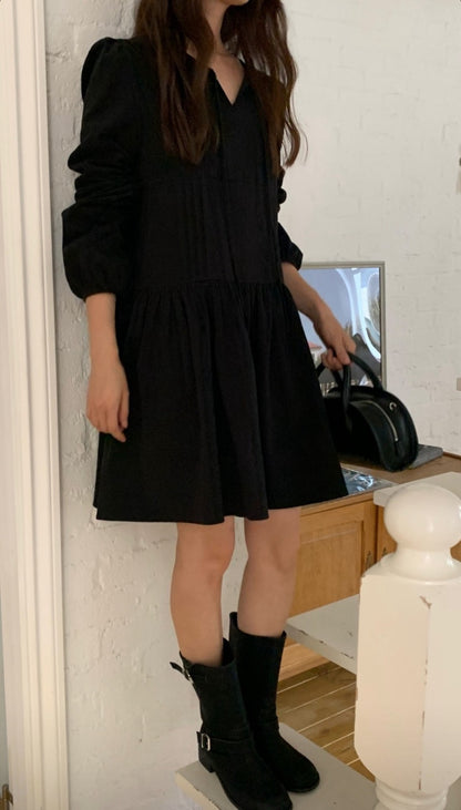 系帶打褶連身裙