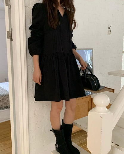 系帶打褶連身裙