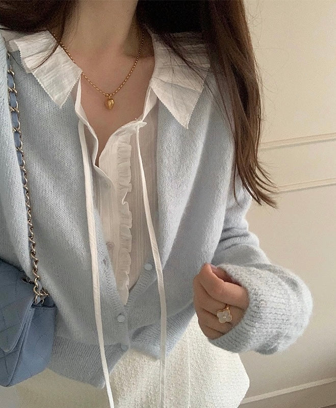 Ruffle Trim Blouse with Tie Detail