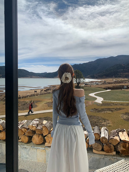 Draped Collar Waist-Cinching Slimming Knit Top