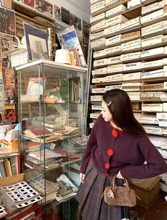 鉤花花朵開衫毛衣