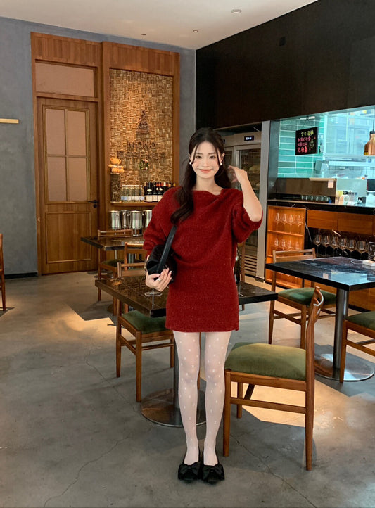 法式斜領包臀連身裙