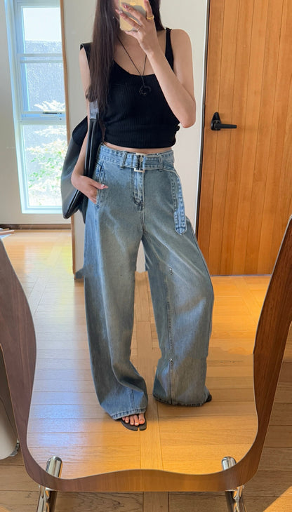 鎌刀ベルトワイドパンツ