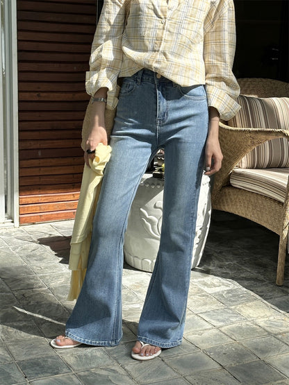 顯瘦微喇牛仔褲