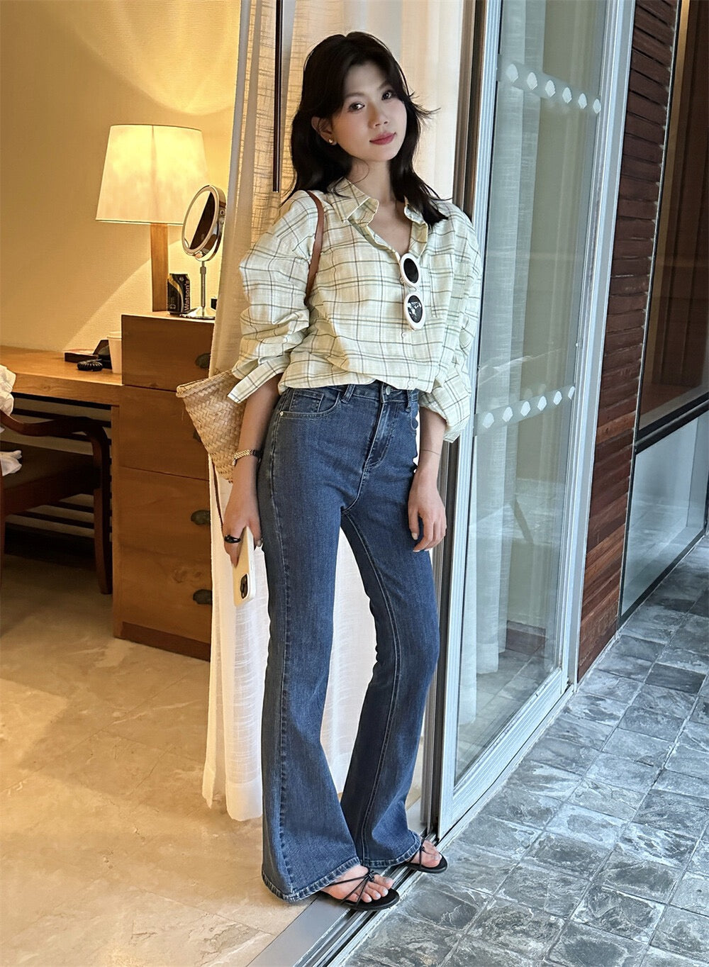 顯瘦微喇牛仔褲