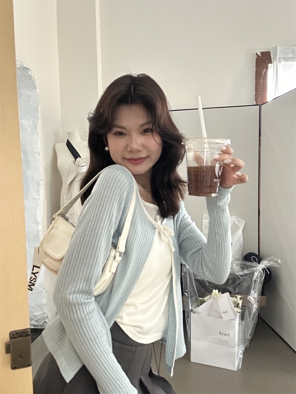 Gentle Lace-Up Faux Two-Piece Knit Top