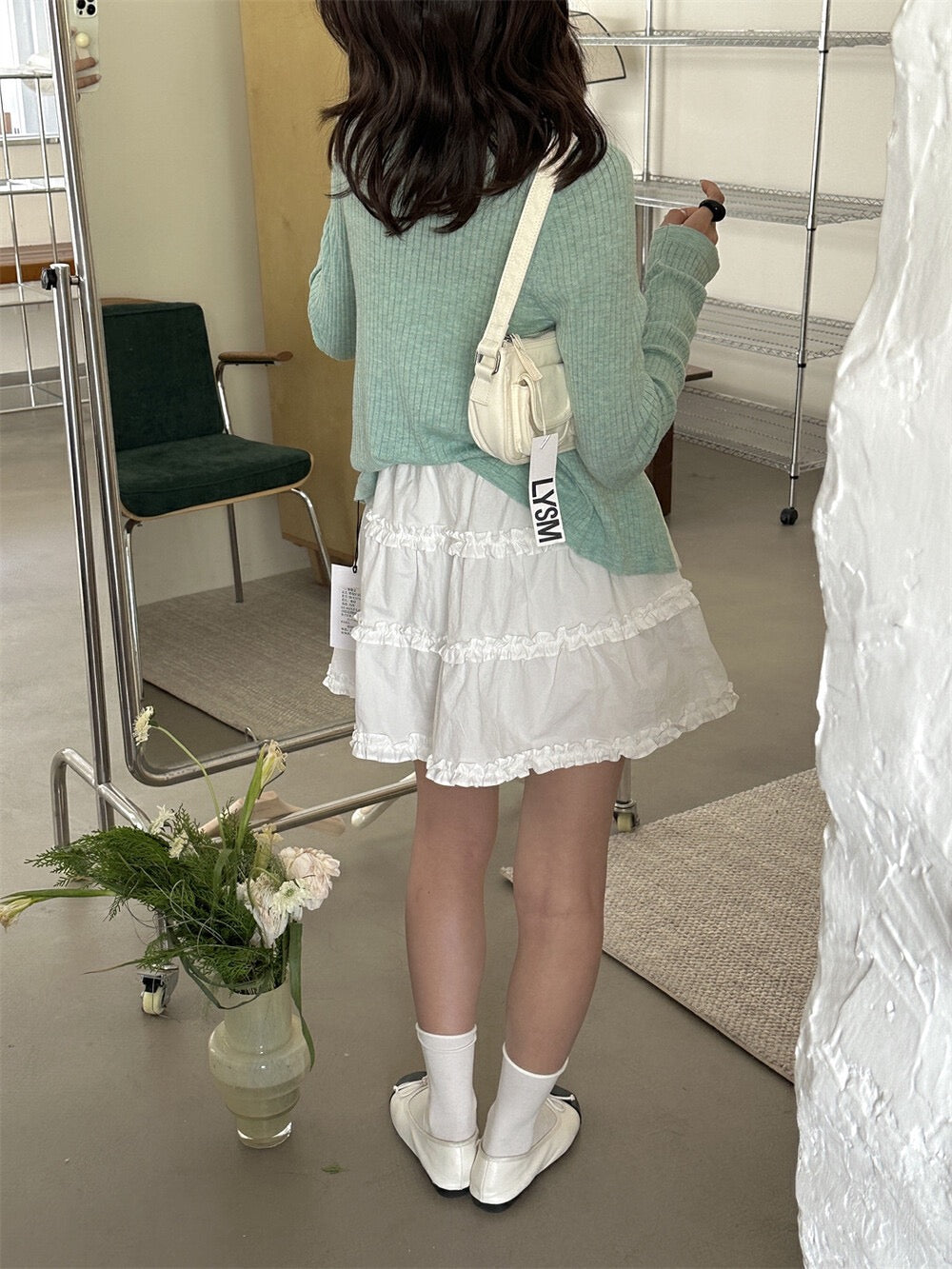 Gentle Lace-Up Faux Two-Piece Knit Top